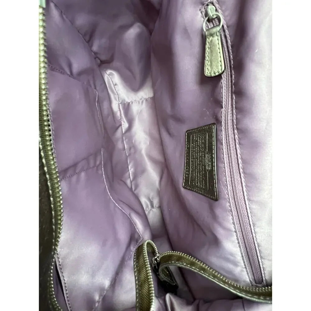 COACH Madison Metallic Pewter Leather 15958 Bag & Matching Wallet Set